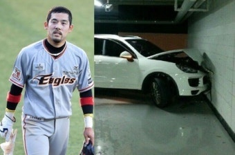 한화 이용규, 주차장서 포르쉐 사고…차량 급가속 주장
