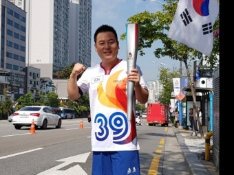 ‘슈퍼맨’ 조재호, 당구 선수 최초로 체전 성화봉송
