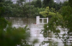 [헤럴드pic] 물에 반쯤 잠긴 농구대