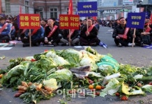 [포토]바닥에 버려진 농산물