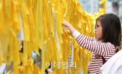 [포토]노란리본 매다는 어린이