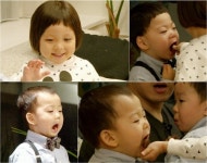 `슈퍼맨` 삼둥이, 추사랑 앞에서 아기새 변신 "누나, 나두 줘요"