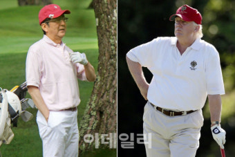 에어포스원에 골프회동까지…밀월관계 과시한 트럼프·아베