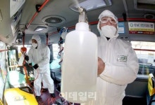 [포토] 성동구, 마을버스 소독 실시