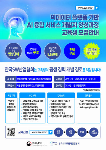 한국SW산업협회, ‘디지털 뉴딜’을 선도할 AI 인재 양성 나선다
