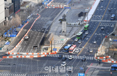 [포토]광화문광장 서측도로 폐쇄