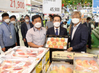 [포토] 농산물 둘러보는 이성희 농협회장