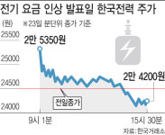 전기료 인상 같지 않은 인상…한국전력 주가 하락