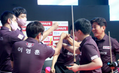 크라운해태, PBA팀리그 후반기 선두 돌풍...강민구, 초구 15점 퍼펙트큐 화제