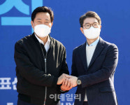 [포토] 오세훈 서울시장과 정원오 성동구청장