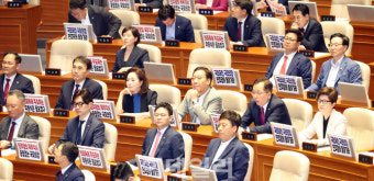 [포토]국민의힘, '피켓 붙이며 국회의장에 항의'