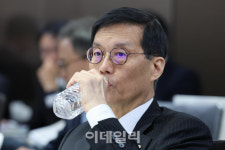 [포토]물 마시는 이창용 한은 총재