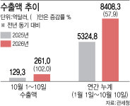 10월 초 수출 261억달러 신기록…반도체는 170% 뛰며 '역대 최대'