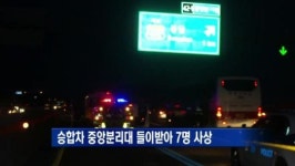 승합차 중앙분리대 들이받아 7명 사상