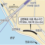 [수도권]서울 강변북로 500m 구간, 차로폭 3.5m서 3m로 줄어