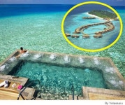 물 위에 떠있는 호텔, 집앞에서 산호바다 느낌 그대로...