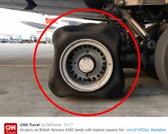 A380 여객기 바퀴에 네모난 타이어가…어찌된 일?
