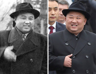 코트 안에 오른손 ‘김일성 따라하기’