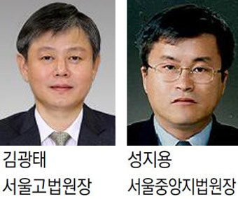 서울고법원장 김광태, 중앙지법원장 성지용