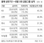 5대 금융지주 상반기 역대 최대 9조3729억 순익