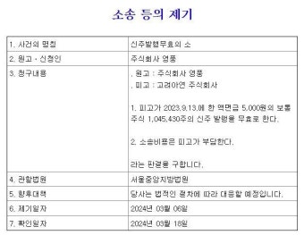 “어제는 화해·오늘은 소송”… 두 얼굴 영풍, 고려아연-현대차그룹 신주발행무효 소송
