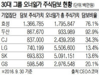 30大그룹 오너 3명중 1명 주식담보 잡혀 대출 받아