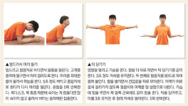 <정형외과 운동법>엎드려 팔꿈치로 버티면서 상체·머리 들고 팔꿈치 90도로 몸에 붙인 뒤 턱 당겨줘야