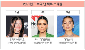 17세 ‘틱톡 스타’ 작년 수익, 기업 CEO보다 많아…208억원 최고