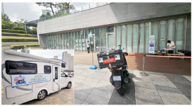 땡볕에 탁자만… ‘이동노동자 캠핑카 쉼터’ 유명무실