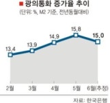 5월 통화량 15% 증가…9년만에 최고