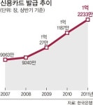 카드 1억2233만장 발급…2010년 보다 9.3% 늘어