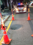 부산 북구 금곡동 도로에 지름 80㎝ 포트홀 발생