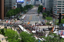 시내 도로 점거한 노조원들