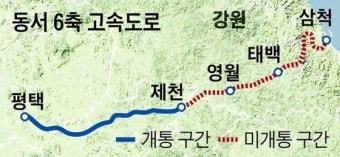 동서고속도로 미개통 영월~삼척구간 2차 고속도로 5개년 계획에 포함돼야