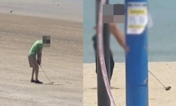울산 이어 충남 보령 해수욕장에도 골프남…“스윙 몇 번하고 금방 갔다”