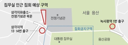 용산 첫날 집회신고 10여건, 시위 몸살 예고