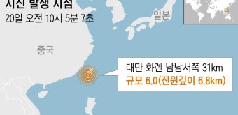 대만서 규모 6.0지진…타이베이 건물 ‘흔들’