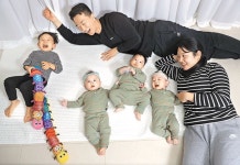 ‘세쌍둥이+1′과 육아 전투 중… 행복은 네제곱!