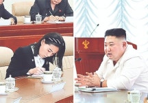 [사진] 김정은 발언 받아 적는 김여정