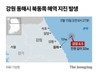 동해시 인근해역 한달새 53차례 지진…규모 커져 주민 불안
