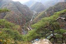 수리 닮은 바위산에 단풍꽃 불붙다