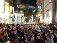  대구 마지막 ‘탄핵 촛불’, 가짜 대통령 박근혜 생가터 표지판에 통닭 파티 