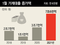 ‘빚투’ 열풍에, 1월 가계대출 7.6조 증가 ‘역대 최대’