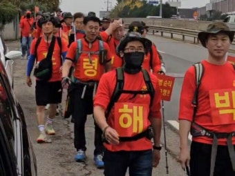 꺾이지 않는 해병대 예비역들 50 행군…“박정훈 명예회복”