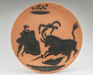 피카소가 빚은 접시, 그 위에 춤추는 투우사