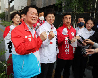 출근길 인사부터 함께…안철수·신상진·김은혜 