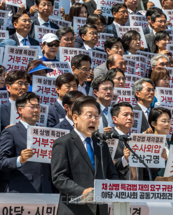 [포토] 채상병특검법 거부권 규탄 발언하는 이재명 대표