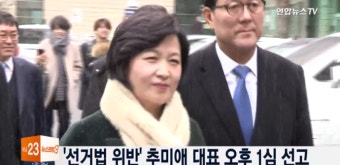 ‘공직 선거법 위반’ 추미애, 1심서 벌금 80만 원 구형…당선 무효형 면해 의원직 유지