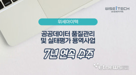 위세아이텍, 7년 연속 공공데이터 품질관리 및 실태평가 용역사업 수행기관 선정