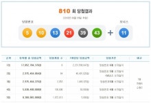 810회 로또 1등 당첨번호 5, 10, 13, 21, 39, 43…보너스번호 11